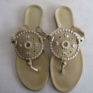 Jack Rogers Gerogica JELLY Sandal SZ 7 Slide Whip Stitch GOLD